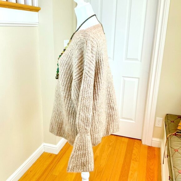 Roller Rabbit Sweater Tan Marled Rib Knit Wool Blend Flare Sleeves (M/L) - Picture 3 of 7